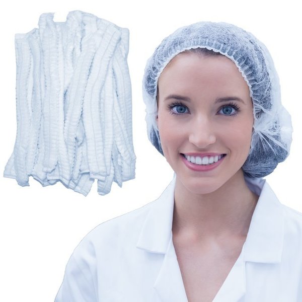 Sirius Protective Products 24In White Disposable Bouffant Hair Nets, High Quality Breathable Material, 1000PK PP2MC24